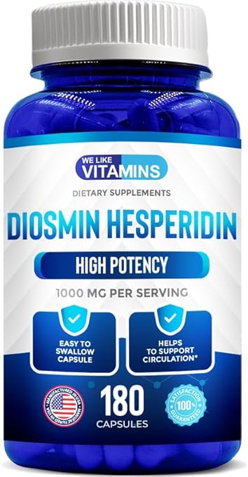 Diosmin Hesperidina 1000mg – 180 Cápsulas – Suplemento de Diosmina e Hesperidina – Auxilia na Circulação Saudável, Veias, Capilares - We Like Vitamins