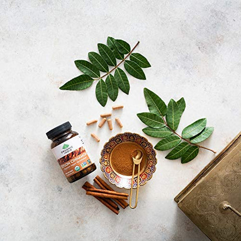 Canela Ceylon Herbal – Vegano, Sem Glúten, Kosher – Certificado Orgânico USDA, Não-OGM – 90 Cápsulas - ORGANIC INDIA