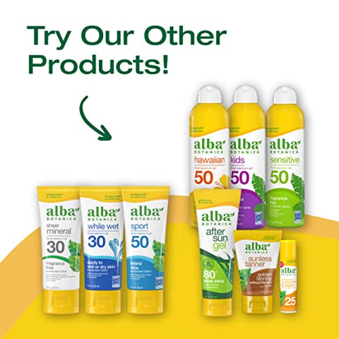 Protetor Solar Alba Botanica para Rosto e Corpo, Spray Protetor Solar Enquanto Molhado, FPS 30 de Amplo Espectro, Resistente à Água para Pele Molhada e Seca, Frasco de 150 ml (Pack com 2 unidades)