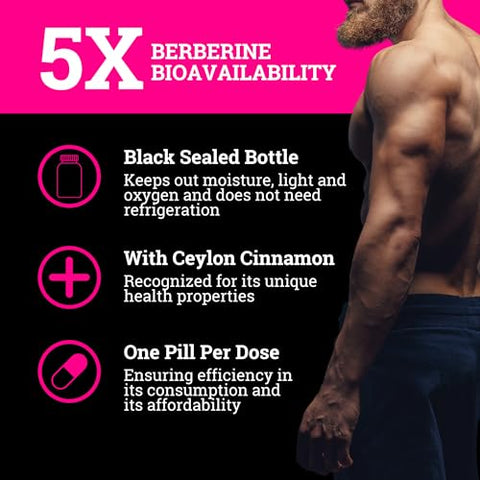 Suplemento de Dihidroberberina Black Forest 5X com Canela do Ceilão – Melhor Dihidroberberina com 5X mais eficácia do que o Berberina HCL regular