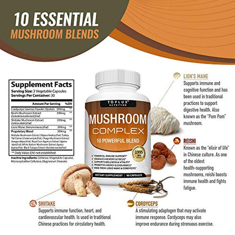 Toplux - Suplemento de Cogumelo Lion’s Mane – Potencialize sua saúde com o poder dos cogumelos – 100g