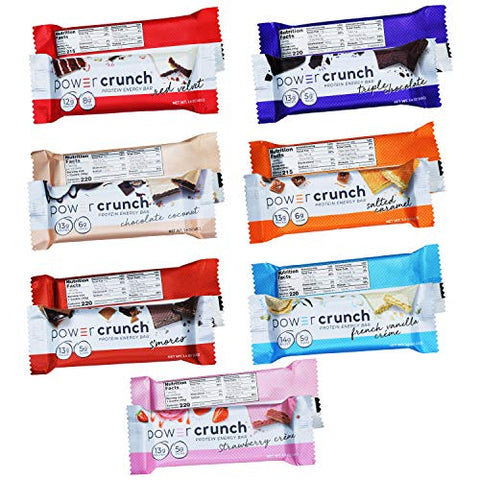ADVENTURE BOX - Power Crunch Barras de Proteína Original, Pack com 14 Sabores Deliciosos, Snack Energético de Alta Proteína 40g (Pack com 14 Barras)
