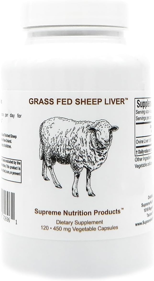 Supreme Nutrition Products - Supreme Nutrition: Fígado de Ovelha 100% Natural, 120 Cápsulas de Fígado Ovino Puro