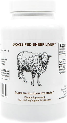 Supreme Nutrition Products - Supreme Nutrition: Fígado de Ovelha 100% Natural, 120 Cápsulas de Fígado Ovino Puro