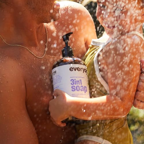 everyone for every body - Everyone 3-em-1 Sabonete, Gel de Banho, Espuma de Banho, Shampoo, 32 Onças (Pacote com 2), Lavanda e Aloe, Limpeza de Coco com Extratos de Plantas e Óleos Essenciais Puros