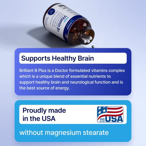 AgeImmune - Vitamina B Complexo – 60 Cápsulas com Vitaminas B6 20mg D3 1000UI Magnésio Bisglicinato 260mg Metil B12 1000mcg e Folato como Metilfolato 600mcg DFE. Fórmula Médica MTHFR