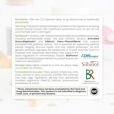 Pure Therapro Rx - Pure TheraPro Rx Nrf2 Boost – Ativador NRF-2 com Sulforafano Patenteado, Curcumina e Chá Verde | 60 cápsulas | 100% natural