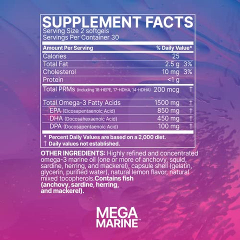 MegaMarine Ômega 3 – Suplemento de EPA DHA Específico para o Intestino – Apoio à Saúde Intestinal – Reforça o Sistema Imunológico - Microbiome Labs