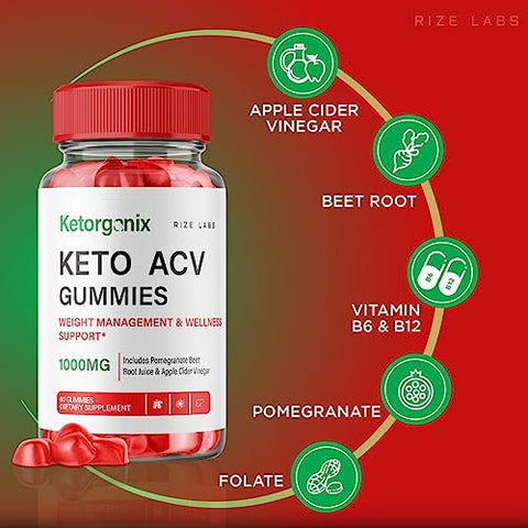 rize labs - (3 Pacotes) Gomas Ketorganix Keto – Gomas Ketorganix Keto ACV para Perda de Peso Avançada com Vinagre de Maçã – Gomitas de Barriga de Gomas Ketorganix Keto com Suplemento de Vinagre de Maçã – Queima de Gordura Abdominal
