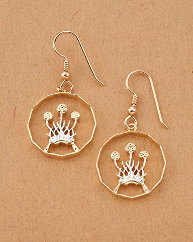 The Difference World Coin Jewelry - Brincos de Cardo Escocês, Moeda de Três Pence Escocesa Cortada à Mão