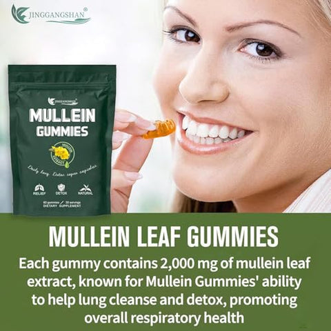 Generic - Gomas de Mullein para Saúde Respiratória | Suplemento Alimentar de Erva de Mullein 1000mg, Sabor Pera | Cuidado Diário para os Pulmões