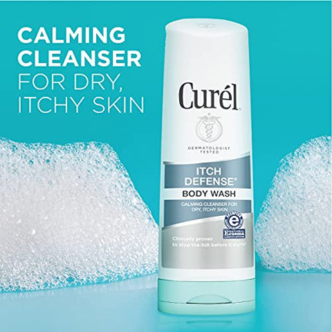 Itch Defense Body Wash Calmante, Fórmula Suave sem Sabão, para Pele Seca e com Coceira, com Hidratante de Jojoba e Óleo de Oliva, 300 ml (Pacote com 3 unidades) - Curel