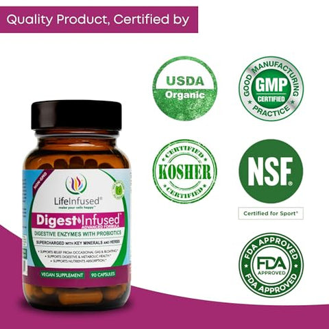 Suplemento Digestivo Premium – 21 Enzimas à Base de Plantas, Proteases, Bromelina, Amilase, Papaína – Probióticos, 72 Minerais Essenciais - Life Infused