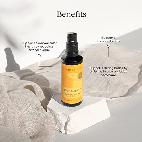 Vitamina D3 K2 CoQ10 Líquido, Suporte Imunológico e Saúde Cardíaca - CYMBIOTIKA