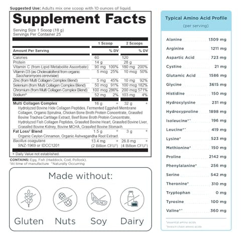 Colágeno Hidrolisado Avançado em Pó com Probióticos e Vitamina C, Canela, para Mulheres – 100g - Ancient Nutrition