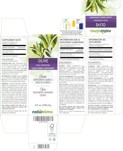 Olive Leaf Tincture – Extrato Líquido em Gotas 120ml – Vegano - Naturalma