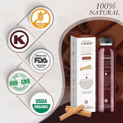True Vine Organics - True Vine 3200mg Canela Ceylon Líquida (Fabricado nos EUA) para Coração Saudável, Pressão Arterial, Açúcar, Colesterol, Intestino – Marca True Vine