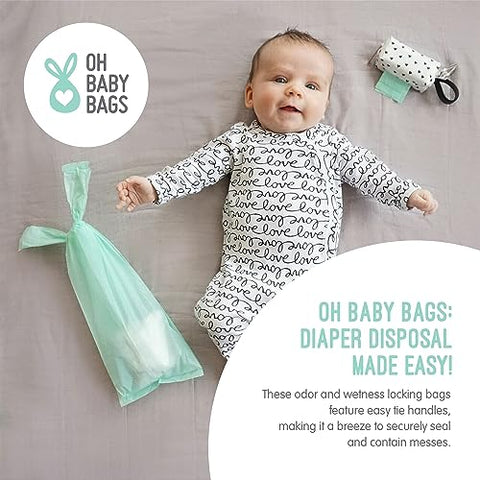 Oh Baby Bags - Bolsas Plásticas Descartáveis Perfumadas, Marfim e Cinza, 12 Rolos (144 Sacos)