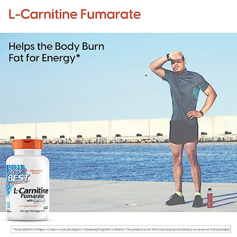 Doctor's BEST - Doctor’s Best L-Carnitine Fumarate com Sigma Tau Carnitine (855 mg) Cápsulas Vegetais, 180 Unidades