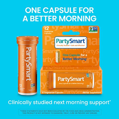 PartySmart: 12 Cápsulas para uma Manhã Melhor, Suporte ao Fígado à Base de Plantas, Melhor Manhã Após Beber, Estudo Clínico, Não-OGM, 4 Pacotes - Himalaya