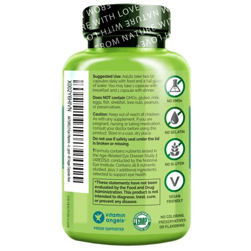 Eye Vitamins – Fórmula AREDS 2 com Nutrientes de Luteína, Zeaxantina, Vitamina C, E, Zinco, além de DHA – Suplemento para Olhos Secos, Visão Saudável, Suporte Ocular – 60 Cápsulas Veganas - NATURELO