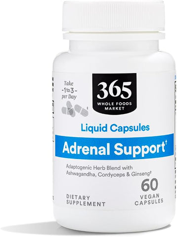 Suporte Adrenal, 60 cápsulas – Energize seu corpo com qualidade e naturalidade - 365 by Whole Foods Market
