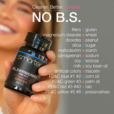 SmarterVitamins - Cápsulas de Sabugueiro Inteligentes com Vitamina C e Gengibre – Marca Smarter