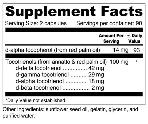 Daily Super E – Tocotrienóis de Espectro Completo Superior – Alto em Gama, Delta e Alfa (180 Cápsulas) - Wellness Resources