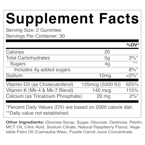 Gomas de Vitamina D3 K2 – 60 Unidades – Suporte para Ossos e Coração Saudáveis - Vitamatic