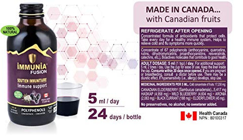 Fusion – Reforço Imunológico Poderoso com Sabugueiro, Flor de Sabugueiro e Frutas Ricas em Antioxidantes. Concentrado em Polifenóis. Feito com Ingredientes Canadenses - Immunia