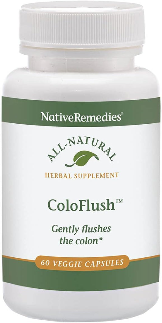 ColoFlush – Suplemento Herbal Natural para Limpeza Suave do Cólon – Suporta o Funcionamento Saudável do Sistema Digestivo – 60 Cápsulas Vegetais - Native Remedies