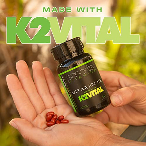 SmarterVitamins - Vitamina K2 MK7 100mcg Smarter com K2VITAL e Kale para Saúde Óssea – Marca Smarter