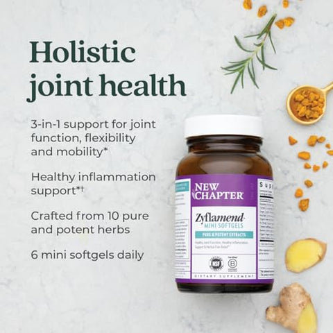 Zyflamend™ Mini Softgels – Alívio de Dor Multifuncional com 10 Ingredientes Naturais e Gengibre – 10 em 1 Superfood Blend - New Chapter