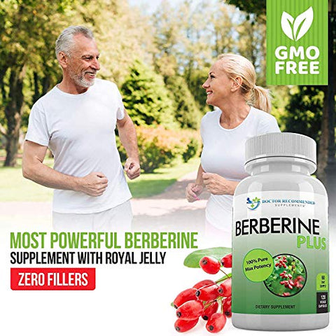 DOCTOR RECOMMENDED SUPPLEMENTS - Berberine Plus 1200mg – 120 Cápsulas Vegetais com Geléia Real, Fortalece o Sistema Imunológico e Melhora a Saúde Cardiovascular