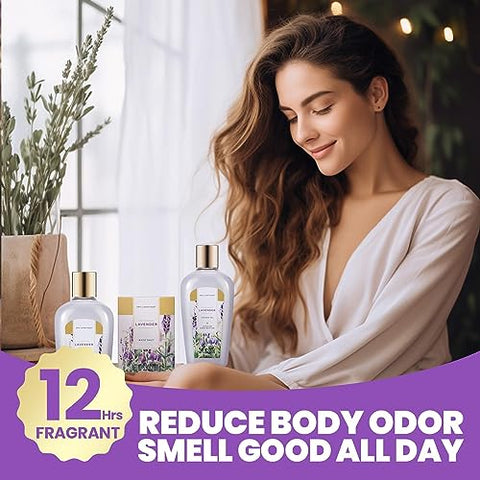 Spa Luxetique – Kit Presente para Mulheres, 8 Pcs Conjunto de Banho de Lavanda com Espuma de Banho, Loção Corporal, Presente de Aniversário para Mãe, Kit Presente para Mulheres
