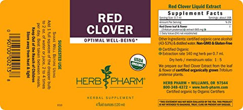 Extrato Líquido de Trevo Vermelho Orgânico Certificado – 120 ml - Herb Pharm