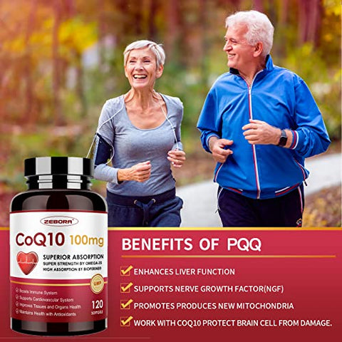ZEBORA - CoQ10-100mg-Softgels com PQQ e BioPerine – Potencialize sua saúde com a marca líder em Coenzima Q10