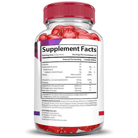 Justified Laboratories - (2 Pacotes) Premier Keto Gummies Extreme 2000MG ACV Premier Keto Gummies Vinagre de Maçã Formulado com Suco de Romã e Beterraba em Pó B12 Vegano Não GMO 120 Gomas