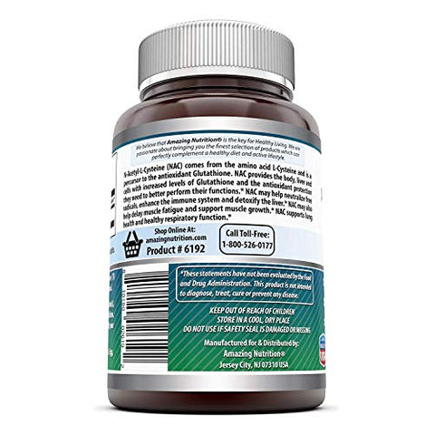 Amazing Nutrition - Amazing Formulas NAC 600 Mg | Suplemento de N-Acetil Cisteína | Cápsulas | Livre de Transgênicos | Sem Glúten | Fabricado nos EUA (2 Pacotes, 250 Unidades)