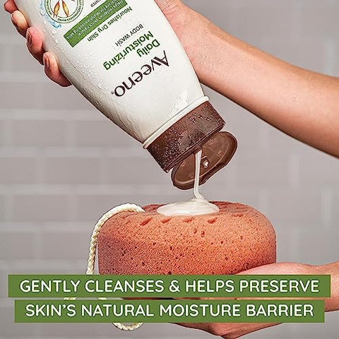 Gel de Banho Hidratante Diário com Aveia Calmante, Sem Sabão e Sem Corantes, Fragrância Suave, 33 fl oz (980 ml) - Aveeno