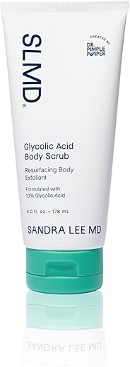 by Dr. Pimple Popper | Esfoliante Corporal com Ácido Glicólico | Esfoliação 10%% AHA para Pele Áspera, com Queratose Pilar e Pelos Encravados | 6g - SLMD