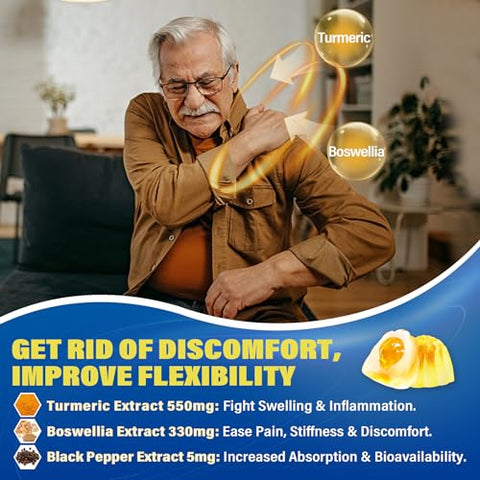 NEVISS - Gomas Preenchidas de Glucosamina Condroitina MSM Sem Açúcar 3100mg – Suporte para Articulações – Com Cúrcuma, Boswellia e Ácido Hialurônico