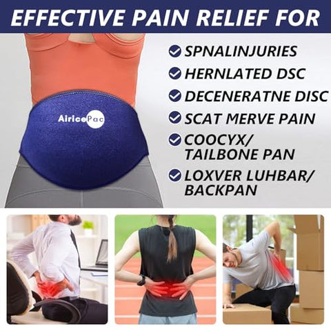 AiricePac - Gel Reutilizável para Alívio da Dor nas Costas, 2 Unidades – Terapia de Compressa Fria para Lesões Lombar, Nervo Ciático, Disco Herniado ou Degenerativo, Cóccix