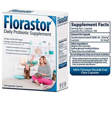 Probiótico Diário para Mulheres e Homens, Suporte Comprovado à Saúde Digestiva, Saccharomyces Boulardii CNCM I-745 (54 Cápsulas), Pacote com 2 – Florastor Probiótico Diário para Mulheres e Homens, Suporte à Saúde Digestiva - Florastor