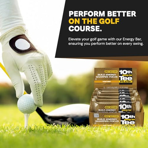 1ST TEE - Barras de Energia de Golfe 10th Tee PLUS de Amendoim e Mel Feitas com Ingredientes Naturais | Barras Saudáveis para Escritório, Fáceis de Digestão | Melhores Barras de Café da Manhã 12-45g