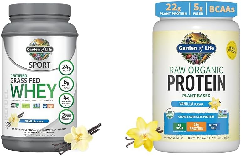 Combo Proteína Whey Grass Fed e Proteína Vegana Orgânica – 24g e 22g de Proteína - Garden of Life
