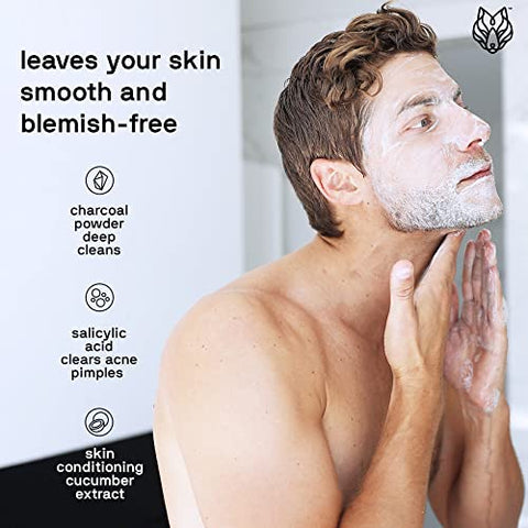 Sabonete Facial em Pó de Carvão para Homens – 150 ml, 2 Unidades – Limpeza Facial Remove Impurezas Indesejadas da Pele - Black Wolf