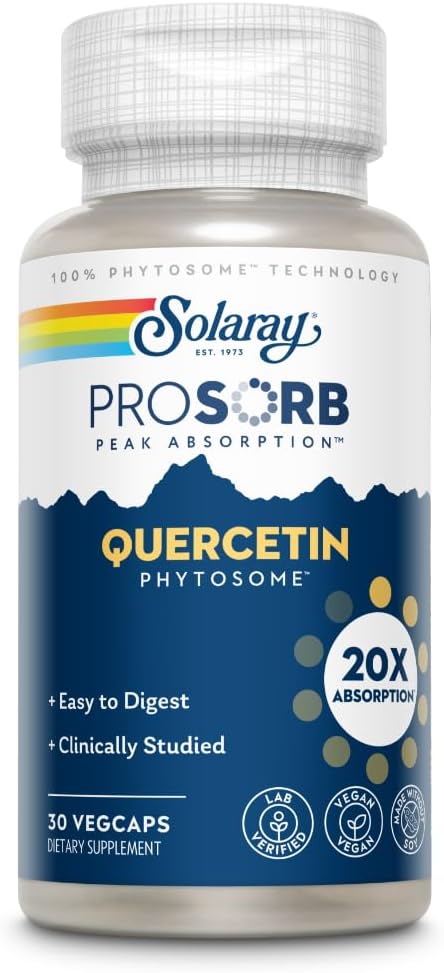Quercetin Phytosome – Absorção 20X – Suplemento Antioxidante de Fácil Digestão para Apoio à Saúde Geral – Vegano e Sem Soja – Garantia de 60 Dias – 30 Porções - SOLARAY