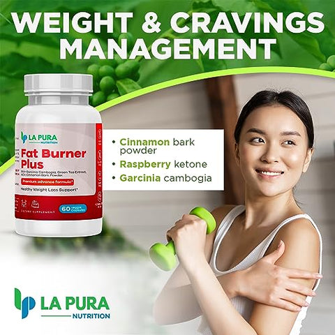 Fat Burner Plus – Cápsulas de Emagrecimento, Supressor de Apetite, Estimulante de Energia – Fórmula Premium com Chá Verde - LaPura