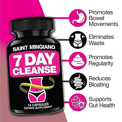 Saint Mingiano - Programa de Limpeza de 7 Dias | Desintoxicação do Cólon com Laxante Natural para Constipação | Marca do Produto
